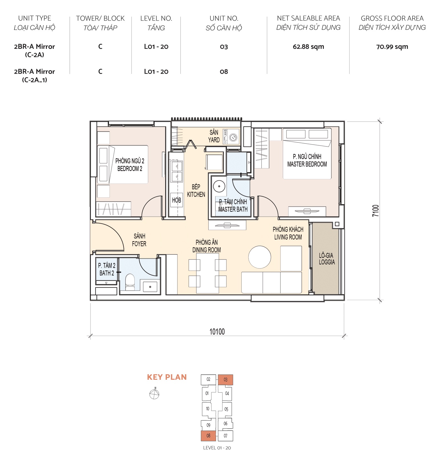 layout căn hộ tòa Cello dự án Delasol