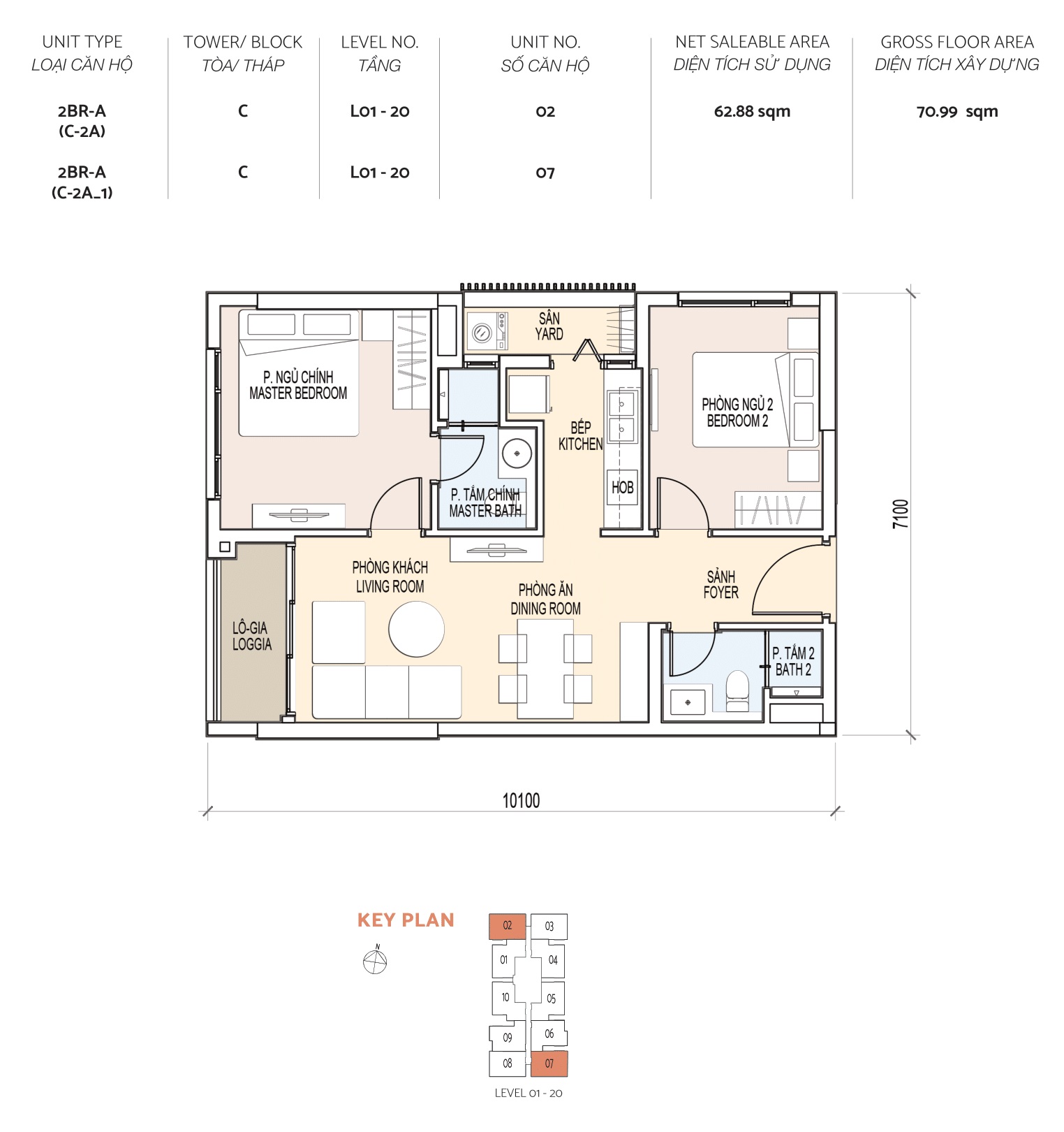 layout căn hộ tòa Cello dự án Delasol